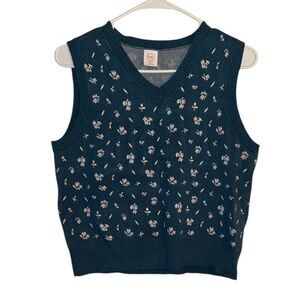 Wonder Nation Green Floral Knit Vest(Size XL 14-16 Plus)